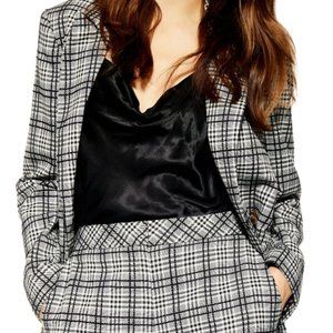 Topshop Molly Grey Check Blazer Jacket - Size 8